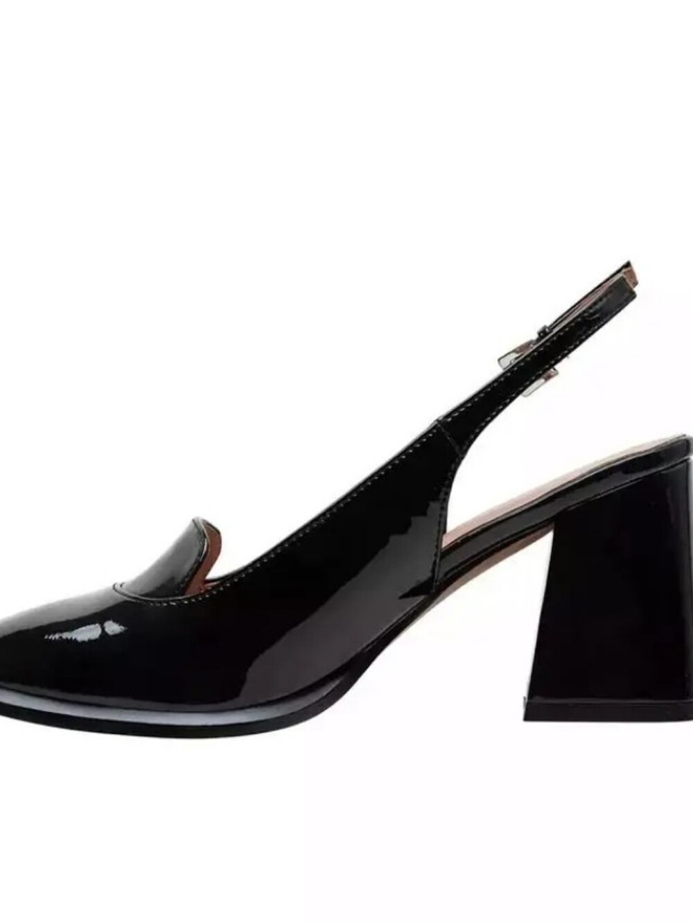 Classic Patent Black Pumps with Block Heel - Picture 3 of 11